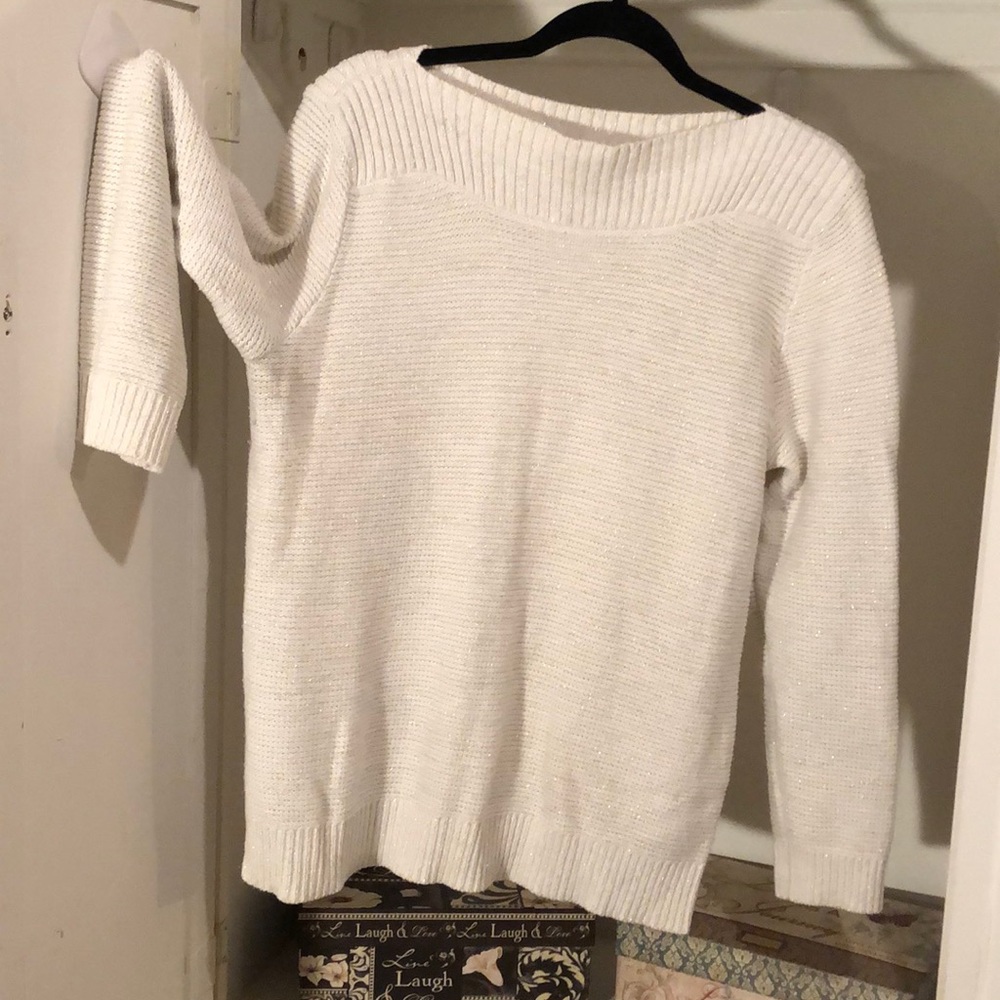 Silver shimmer boat neck sweater